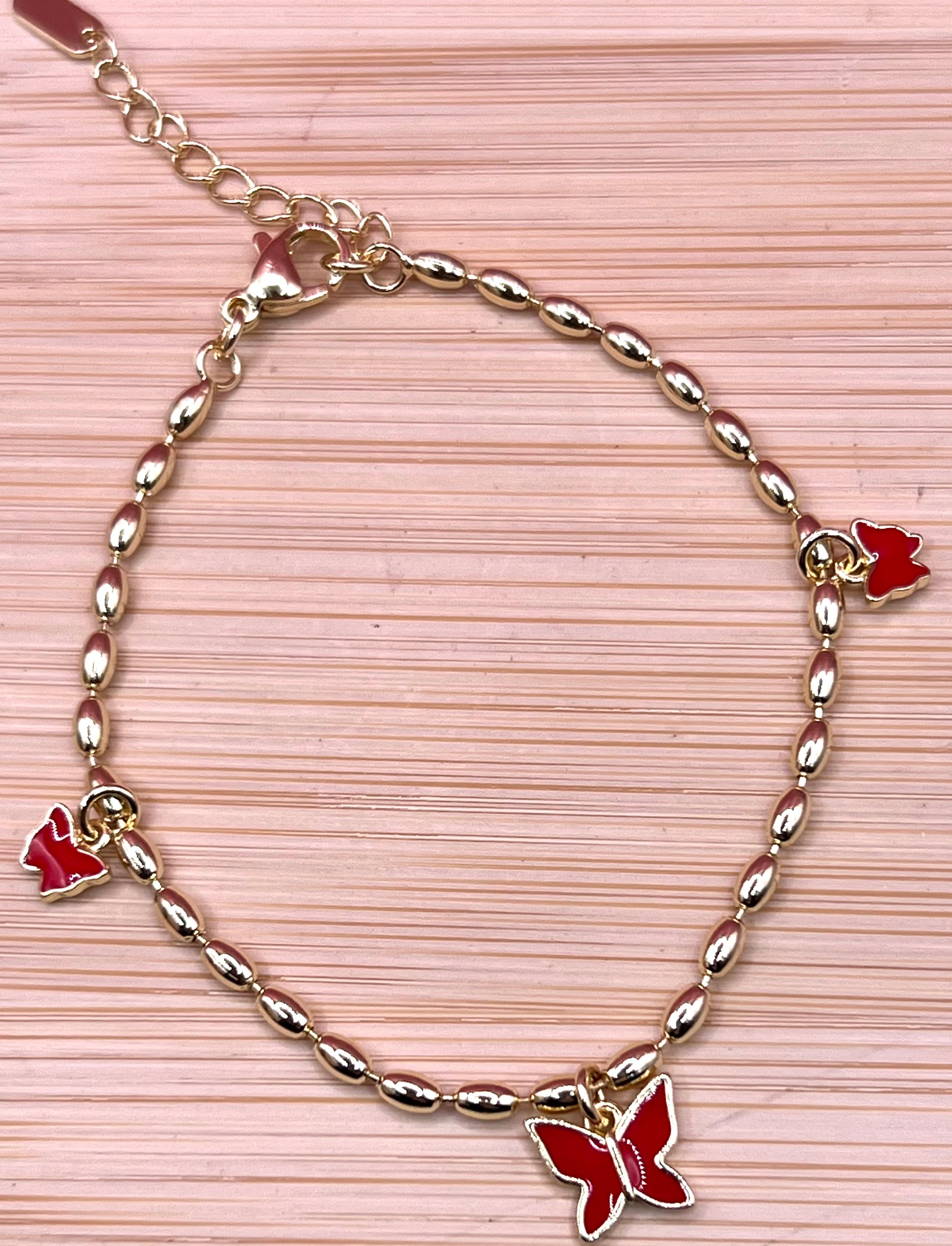 14K Red Butterfly Bracelet CS-18130001