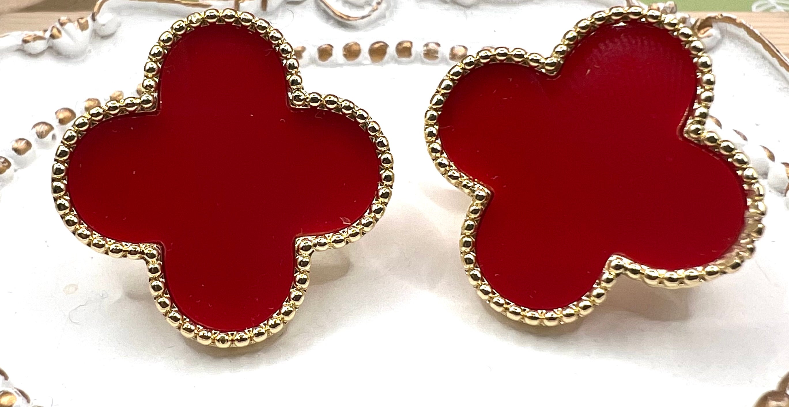 14K Red Clover Earrings RK-62720007