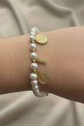 14K PEARL RELIGIOUS CHARM BRACELET T001242301