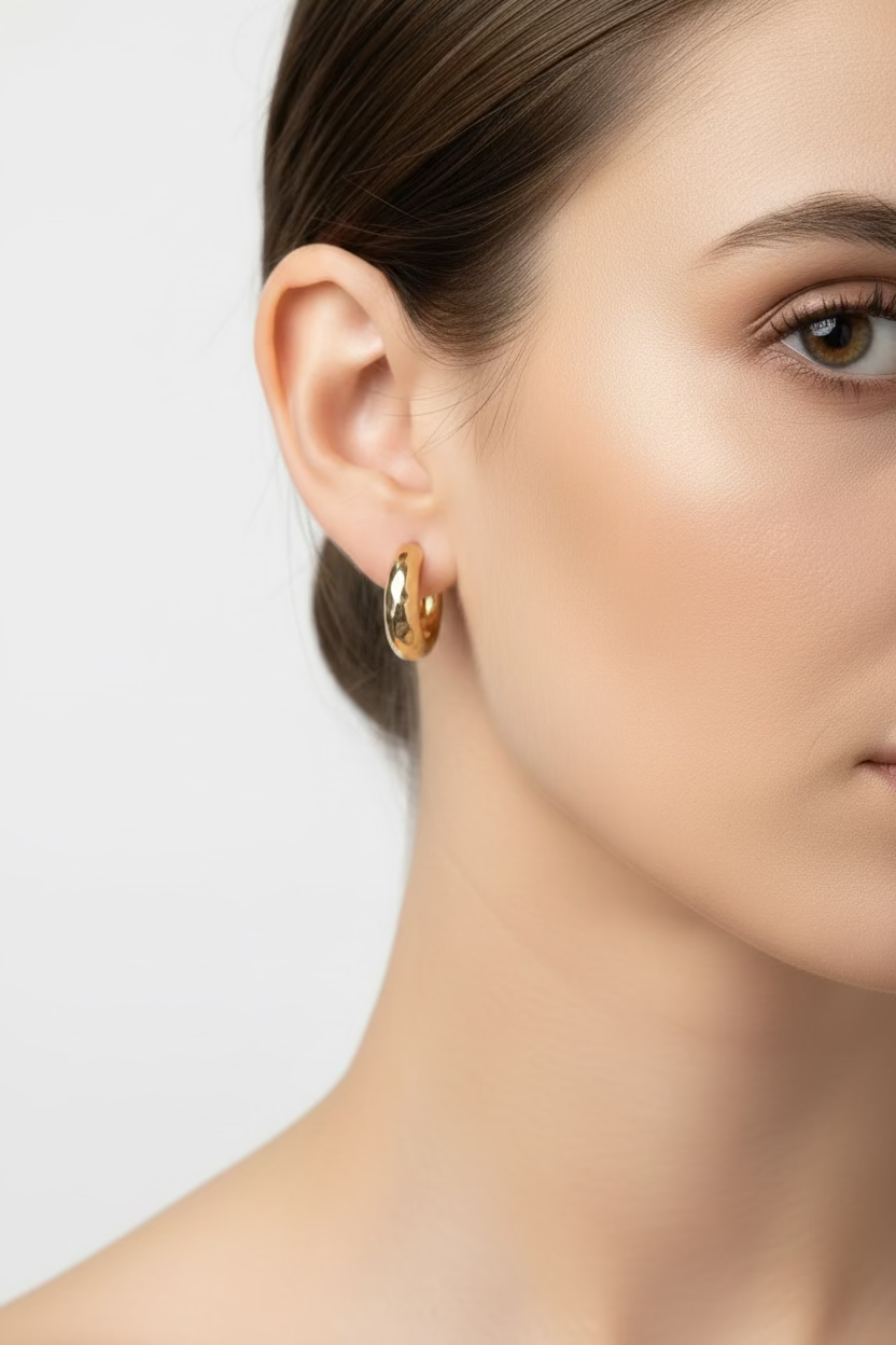 14K DROP SHAPE FRENCH HOOP EARRING X001153666