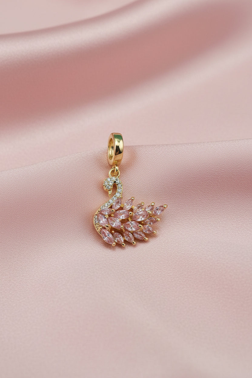 14K PANDORA PINK SWAN CHARM PENDANT