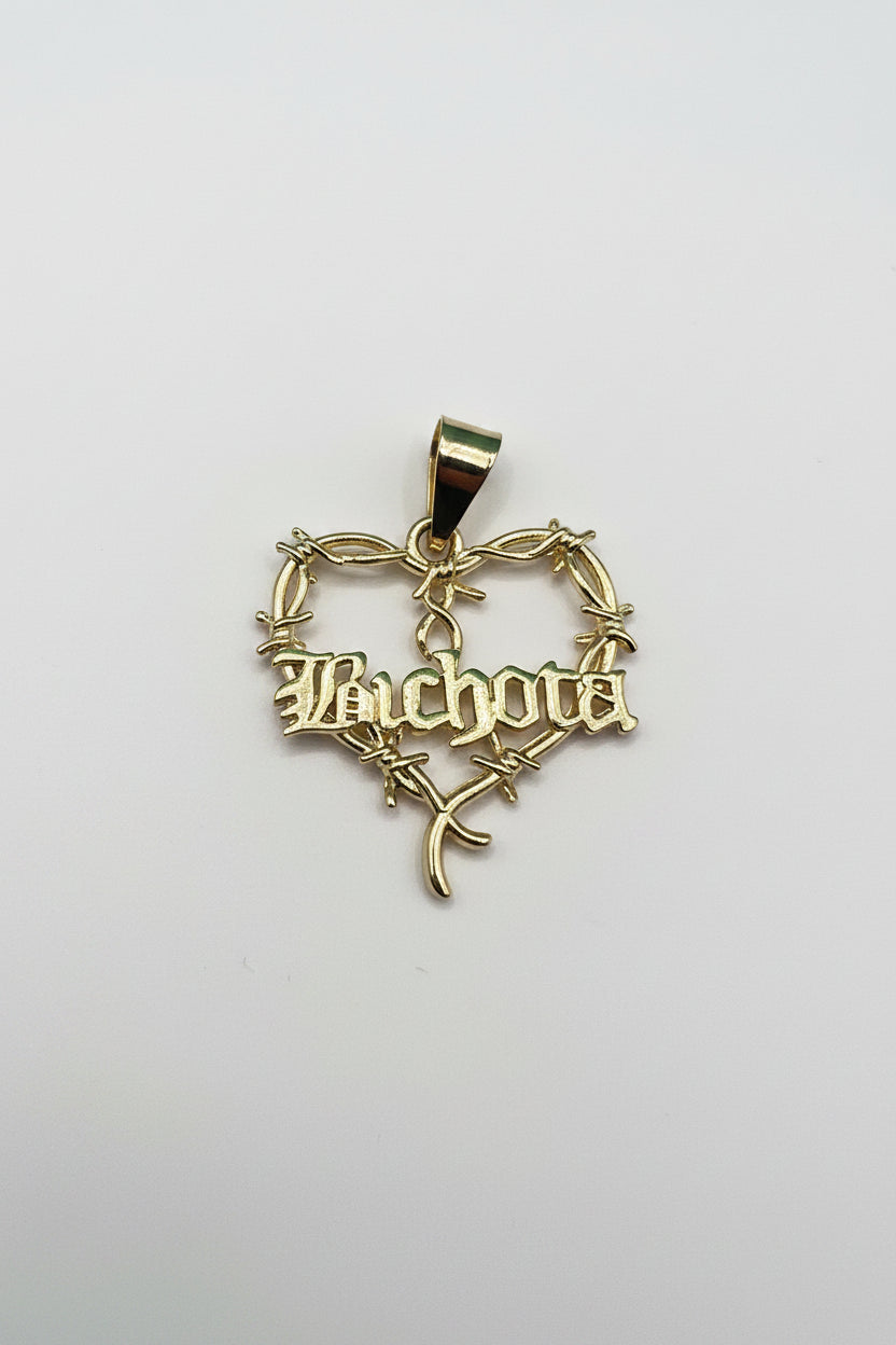 14K "BICHOTA" HEART -SHAPED  CHARM PENDANT