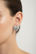 WHG HEART-SHAPED "CZ" FT. "LV" LOGO INSP EARRING RQ