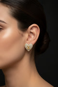 14K  HEART "CZ"  FT. "LV" LOGO INSP EARRING RQ