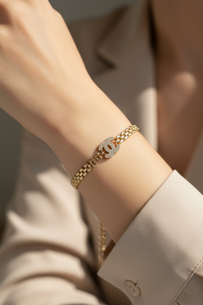 14K"CC" LOGO WITH "CZ" NSP BRACELET ZM
