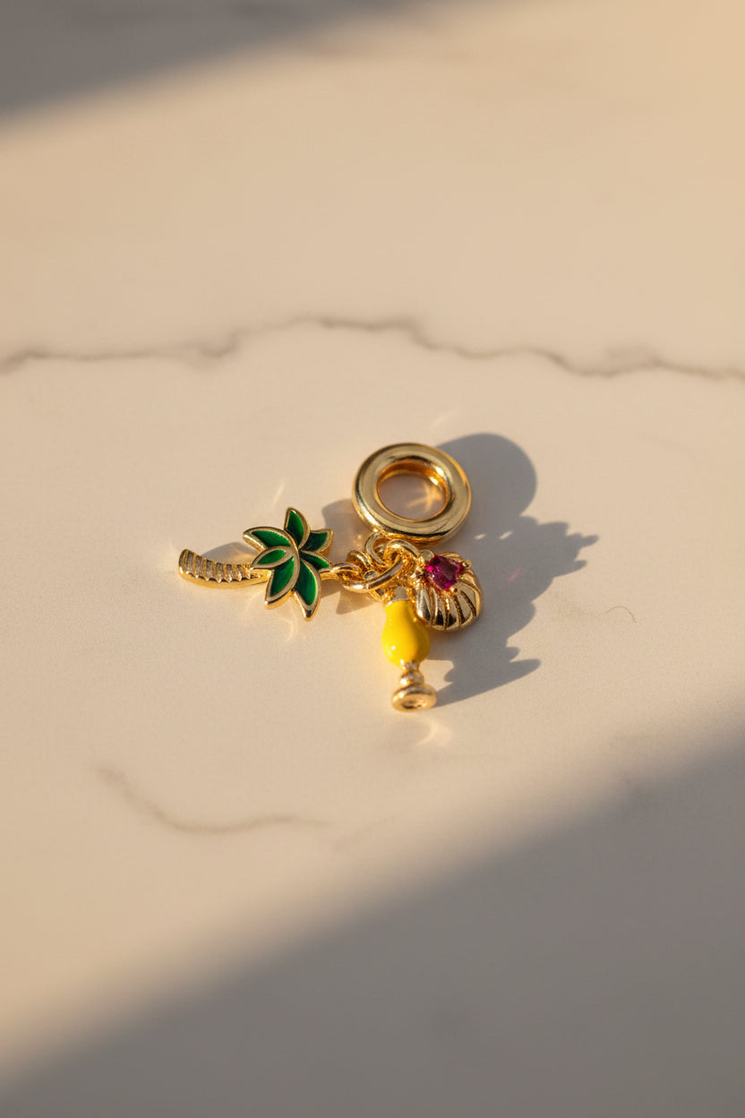 14K PANDORA TROPICAL VACATION THEME PENDANT