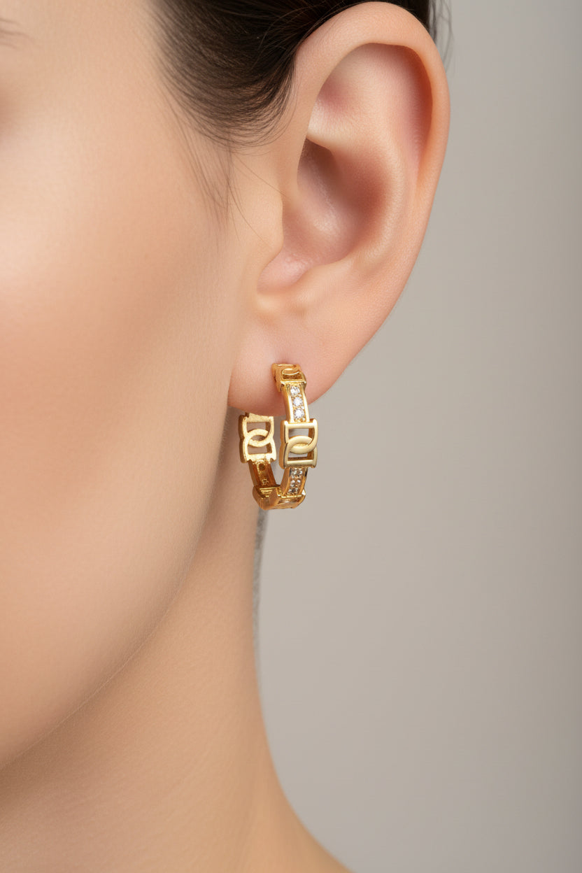 14K GREEK KEY DESIGN EARRING SH2847C