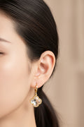 14K CLEAR CLOVER DESIGN DANGLE EARRING RH-08280007