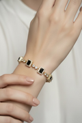 14K BLACK ONIX HALO LINK TENNIS BRACELET