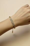 14K CLEAR HEART-TO-HEART LINK BRACELET