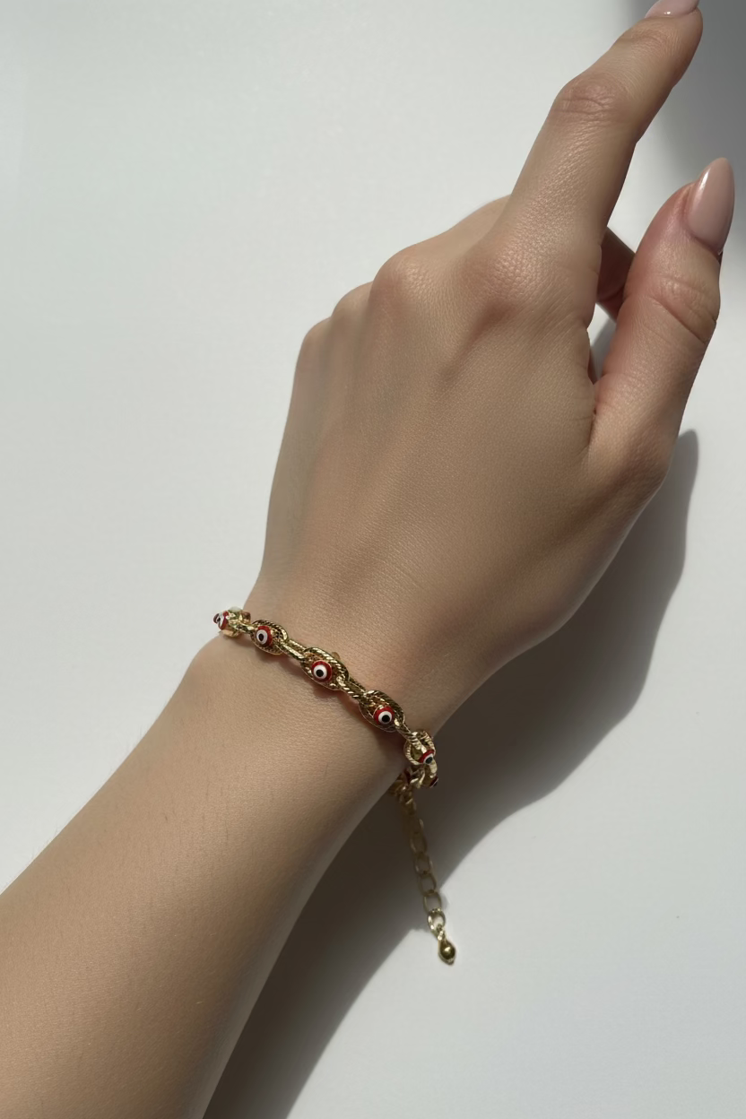 14K RED EVIL EYE LINK BRACELET CS-06520003