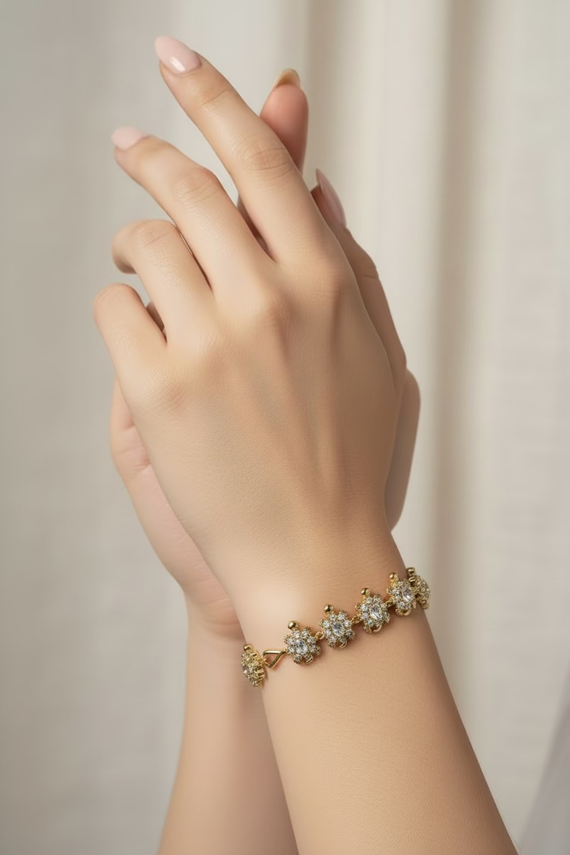 14K CRYSTAL- ACCENTED TURTLE LINK BRACELET MS-19890006