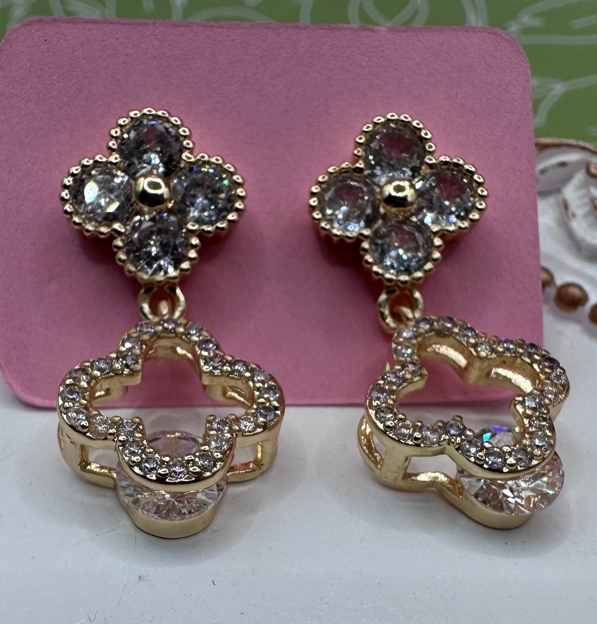 14K Dangle Stud RQ-Clover