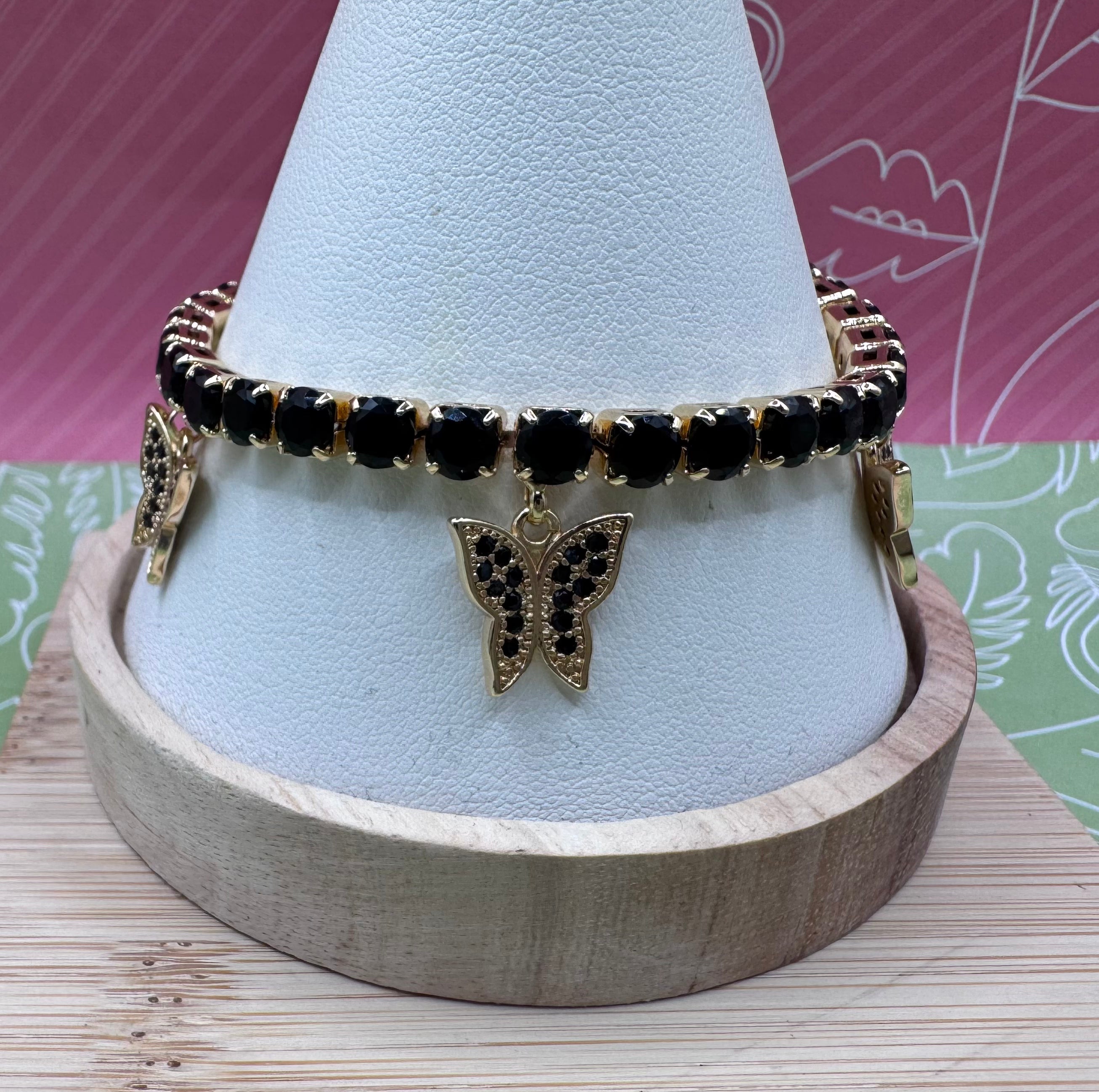 14K Black Tennis Butterfly Bracelet RQ190