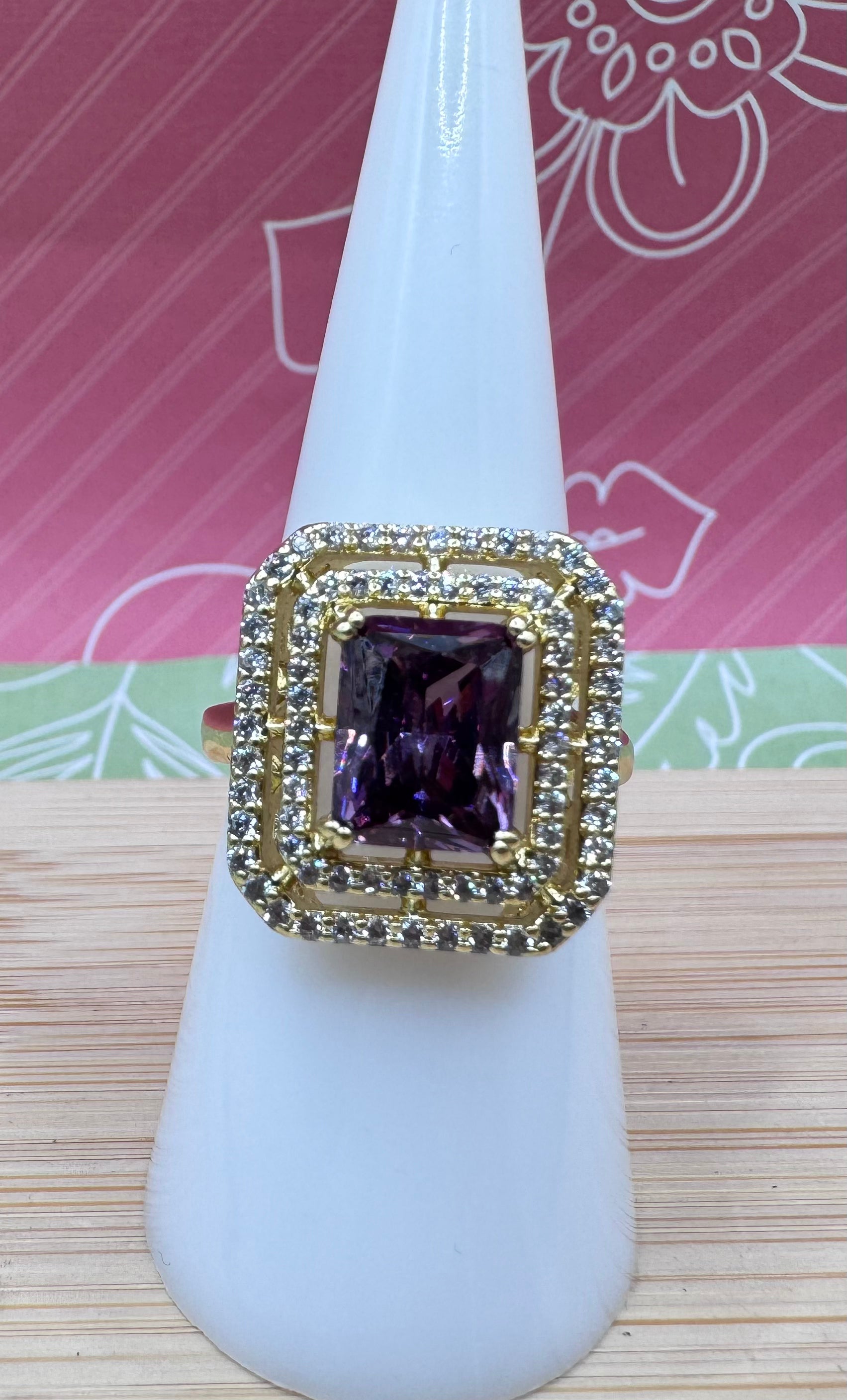 14K. Square Bling Purple Ring SCF-0506R