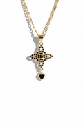14K Nudo de Bruja with Heart Charm Black