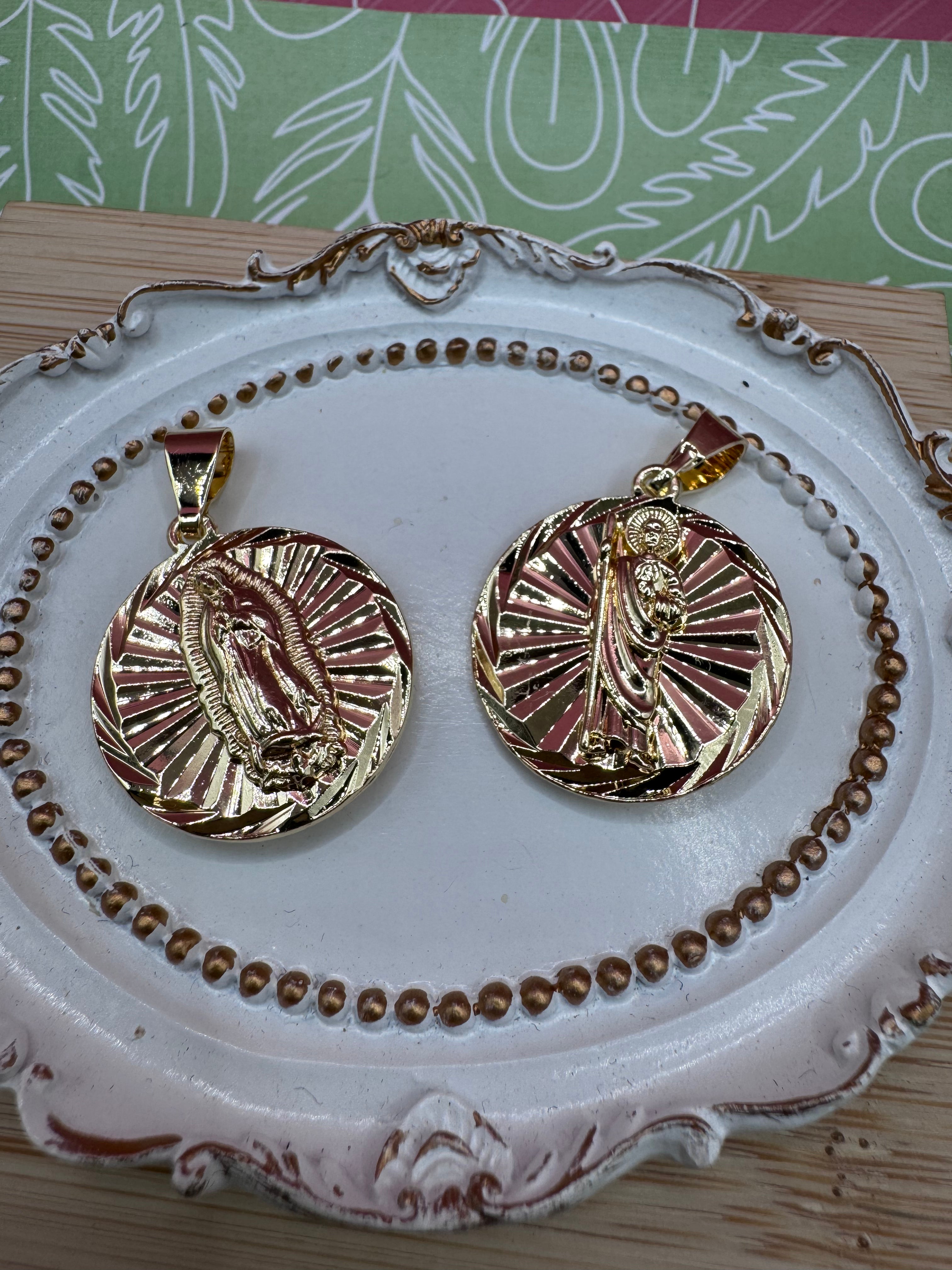14K Two Face Religious Pendant