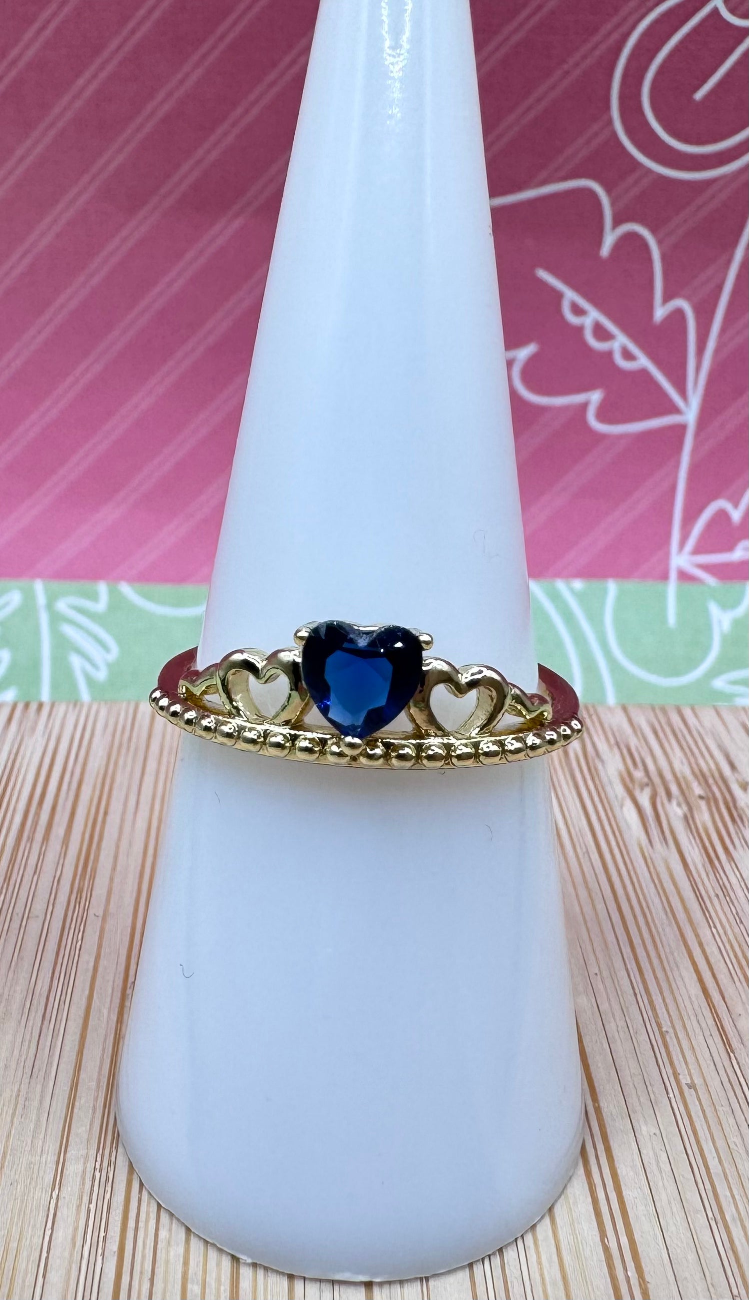14K Heart Crown Ring RYX-0220 Blue X001202190