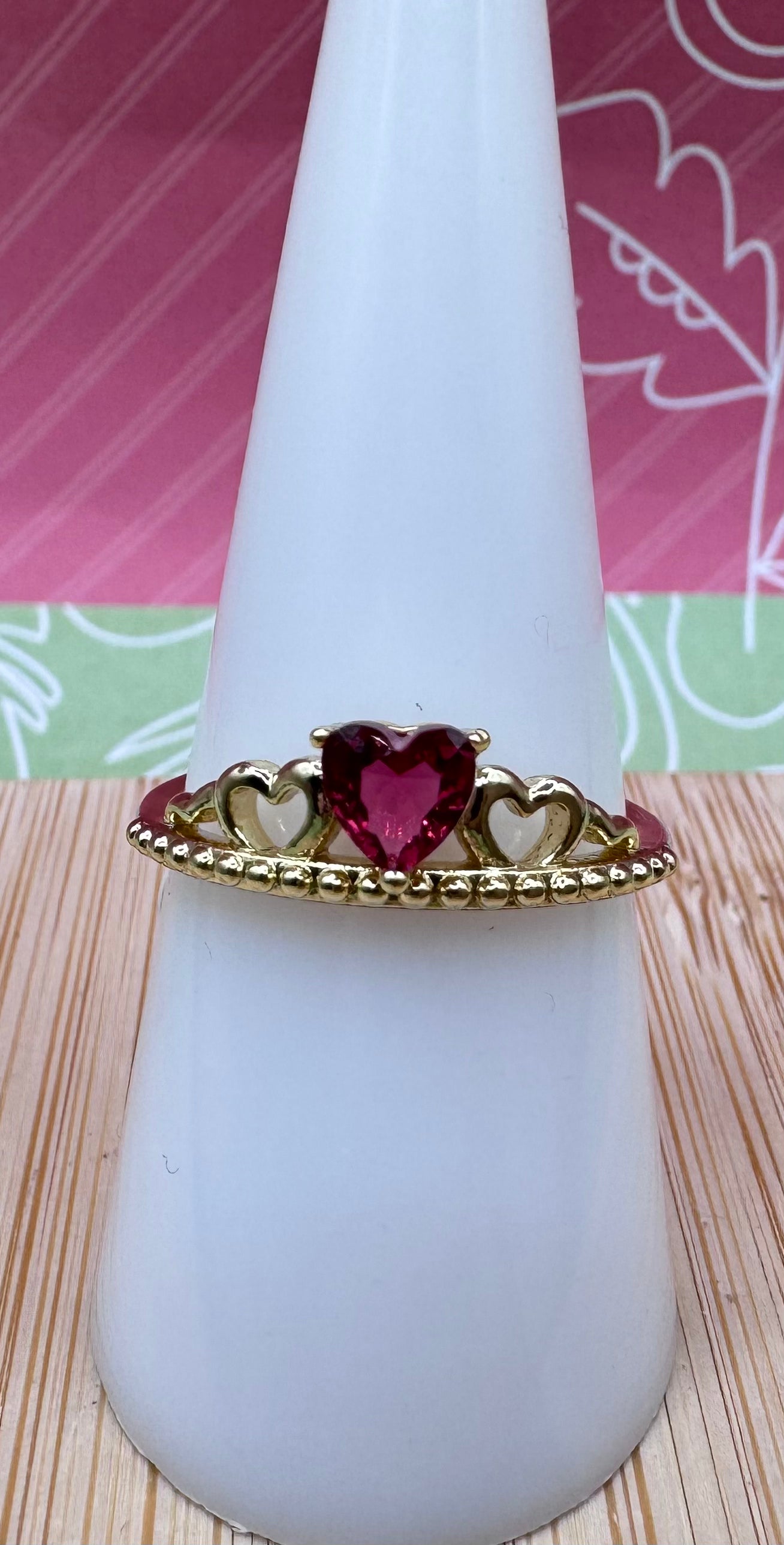 14K Heart Crown Ring RYX-0220 Red X001202191
