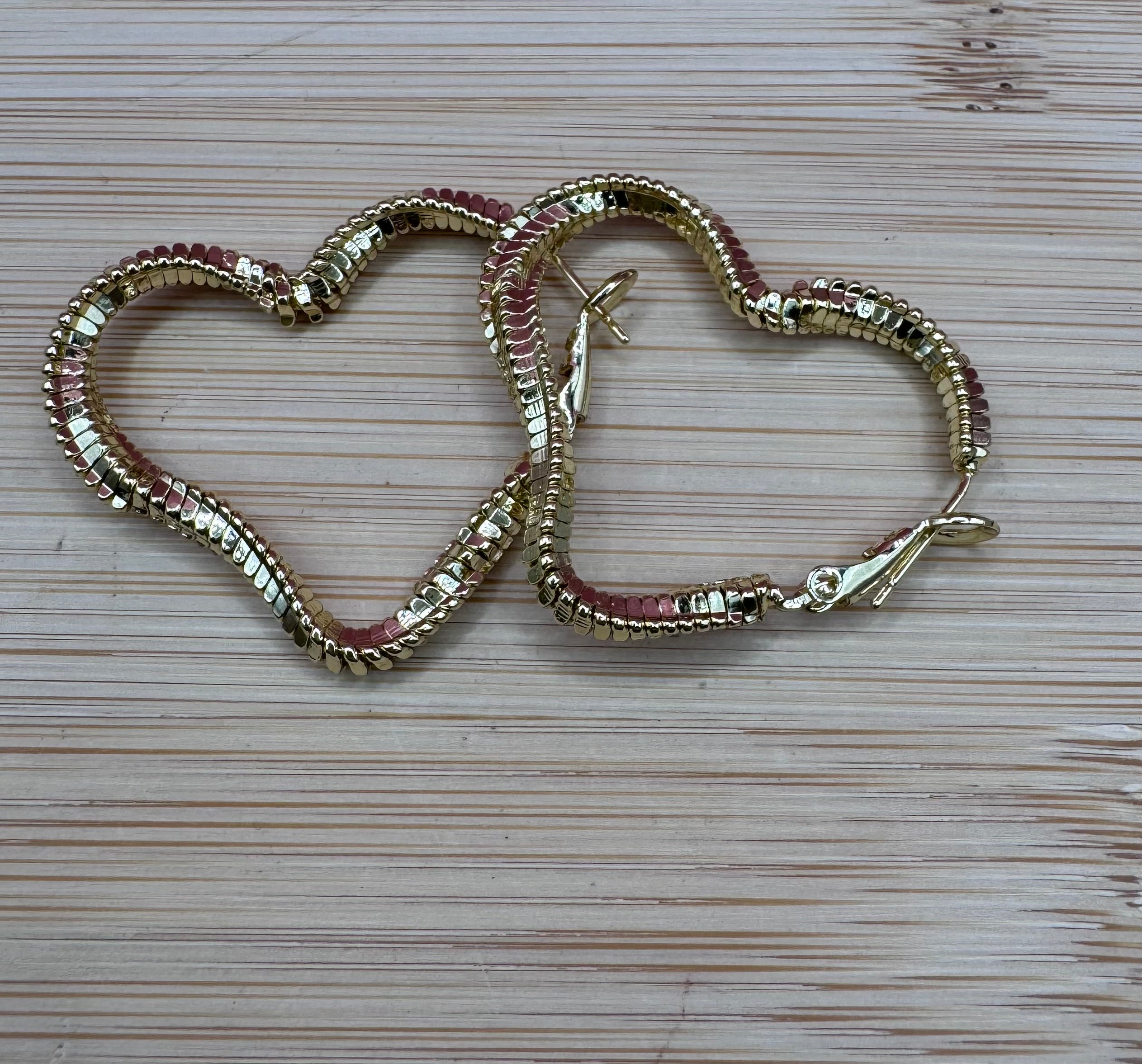 14K HEART HOOPS R-23350001