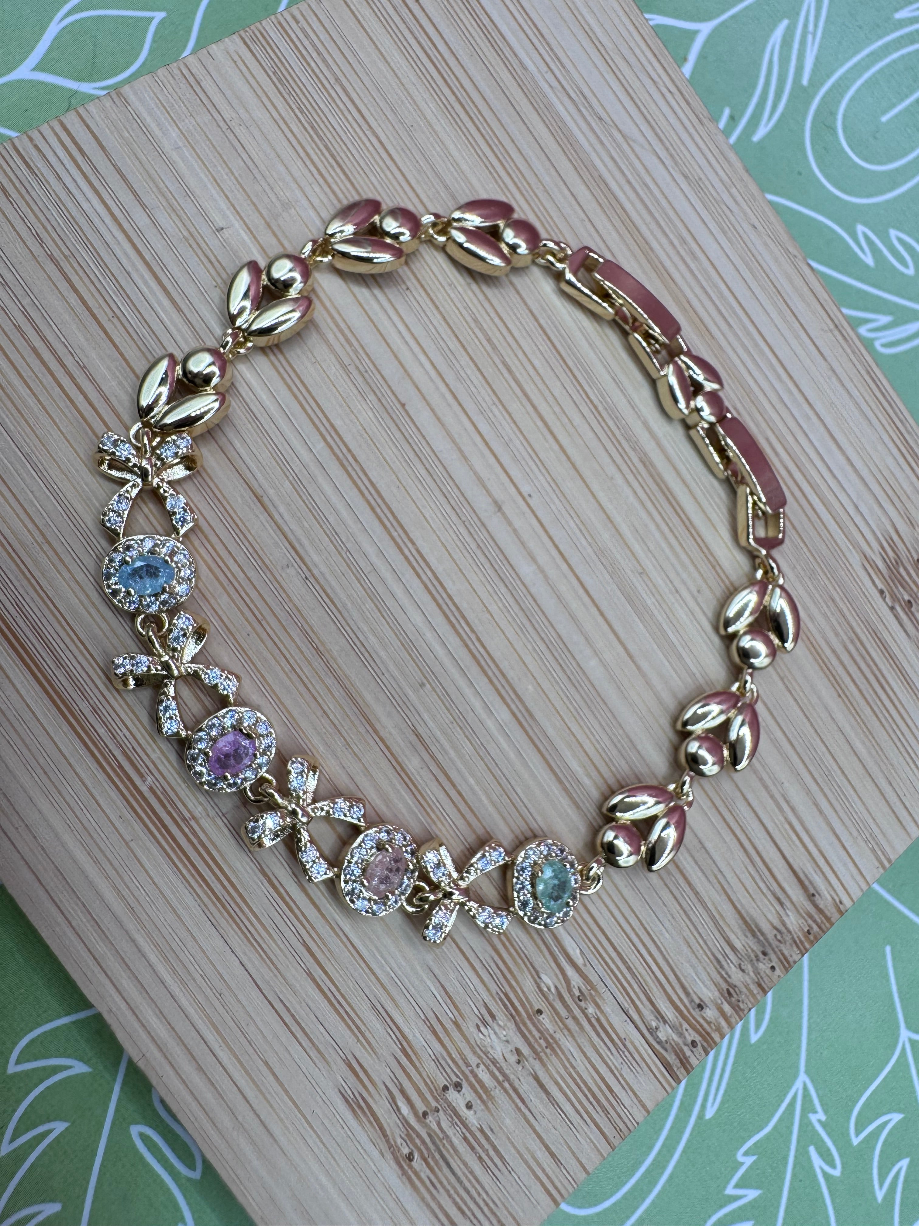 14K MULTICOLOR BOW BRACELET MS-22760008