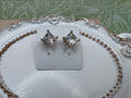 14K CLEAR SQUARE STUD 6N RK-01370086