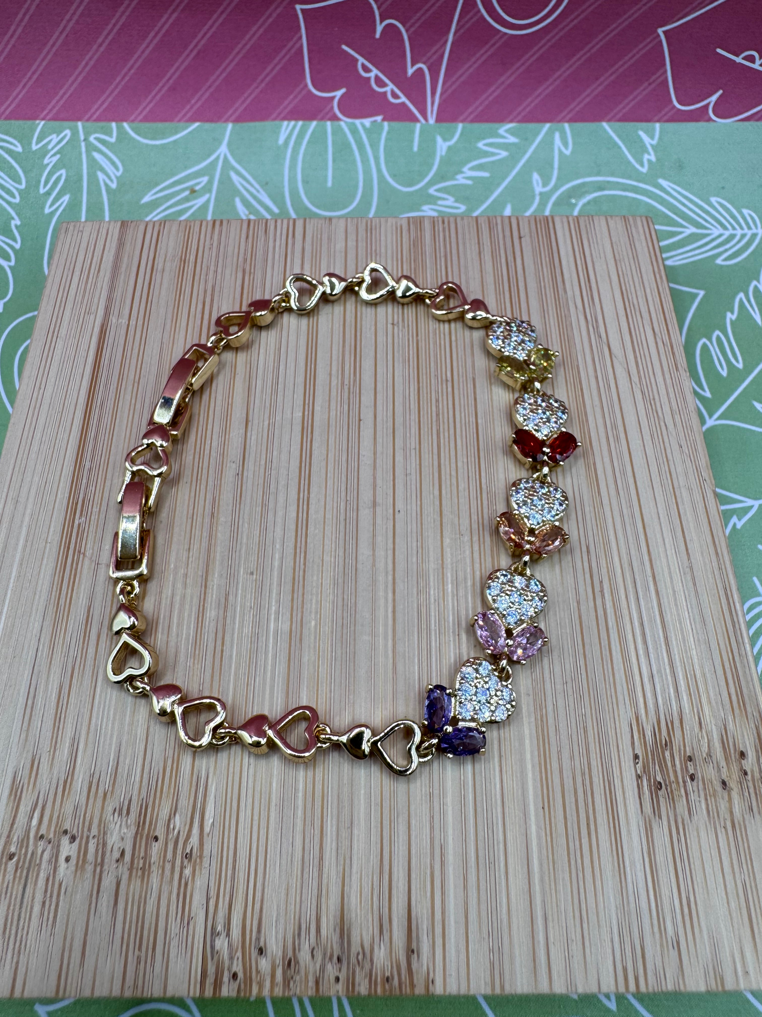 14K MULTICOLOR HEART BRACELET MS-24360006