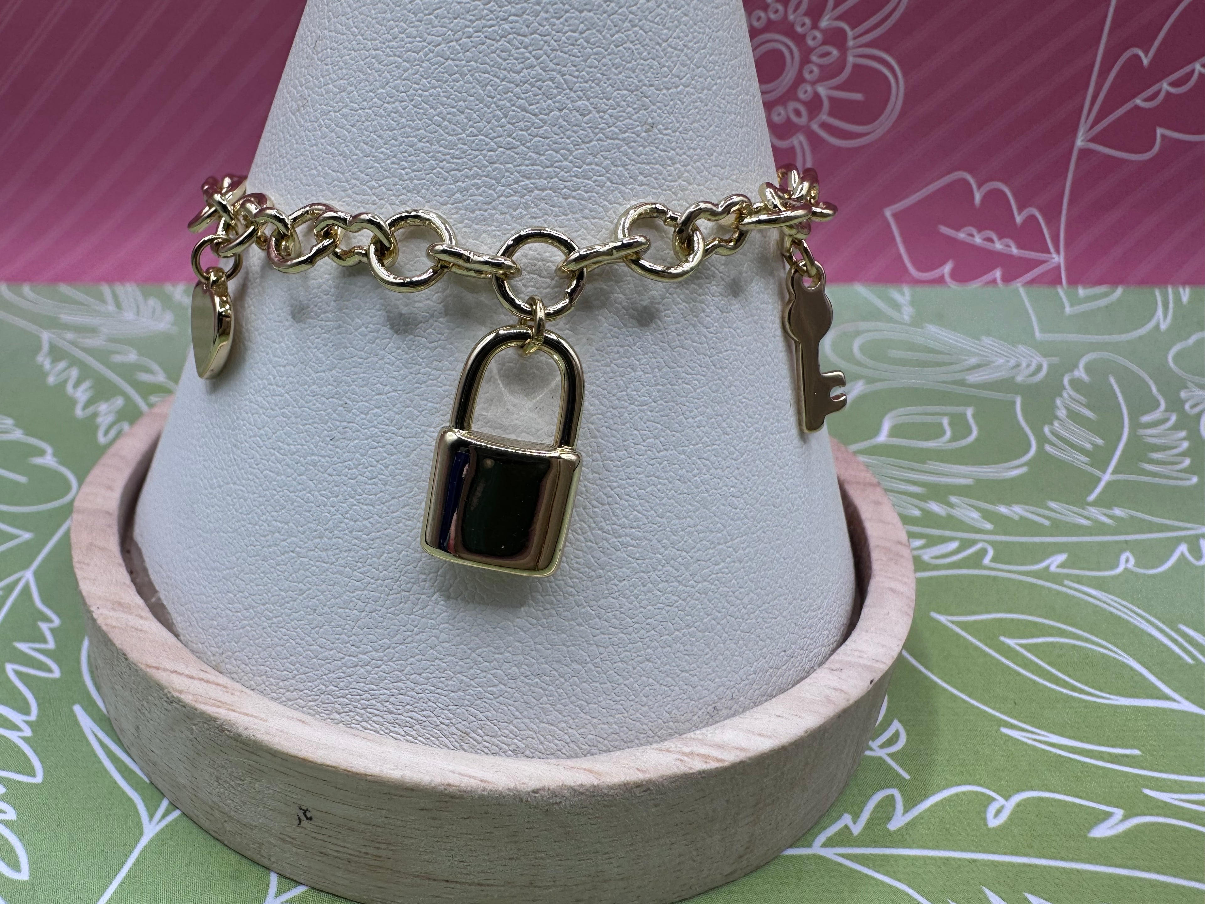 14K LOCK AND KEY BRACELET 17CM+3CM X001007019