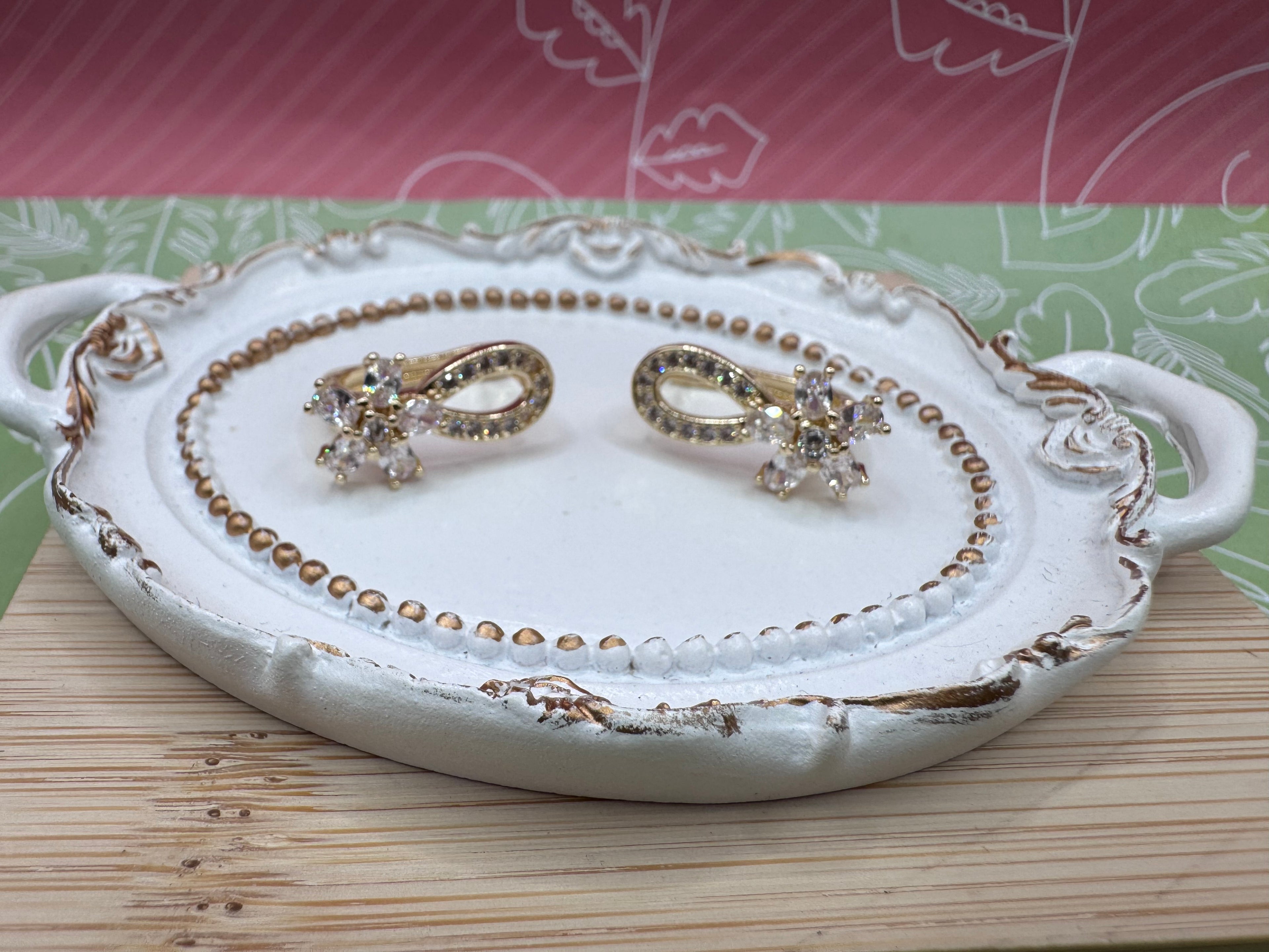 14K FLOWER U-SHAPE EARRING RQ254