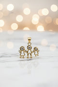 14K FAMILY PENDANT -2 GIRL & 1 BOY