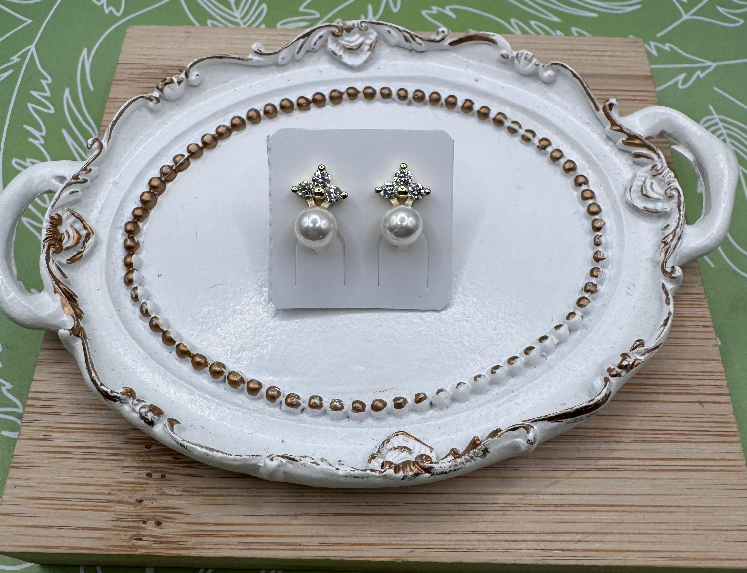 14K CLEAR PEARL STUD EARRING RK-34300002