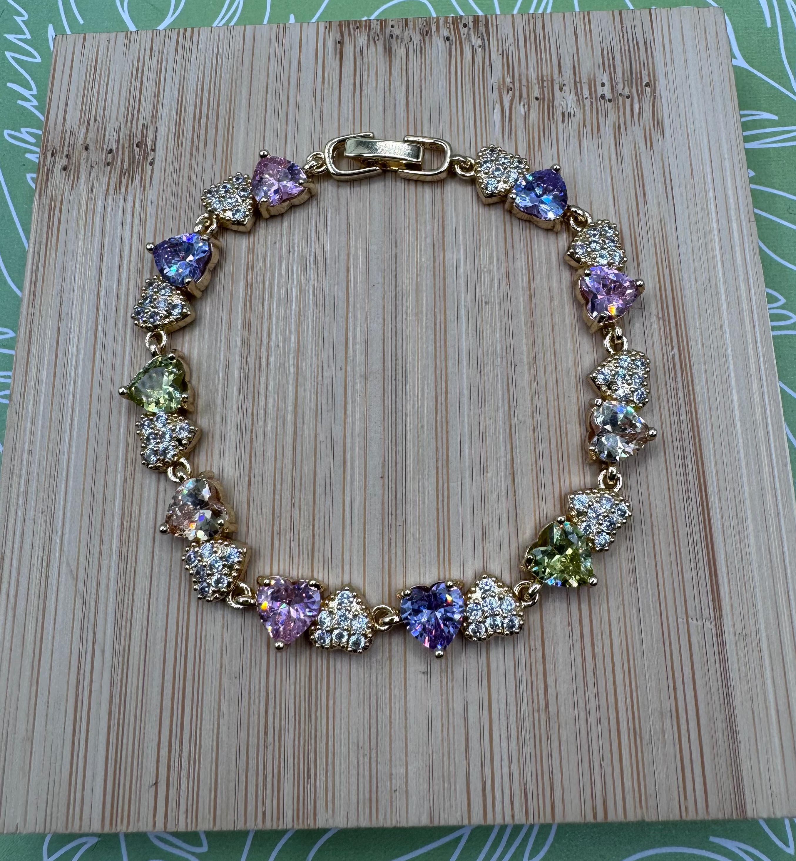 14K MULTICOLOR HEART BRACELET RQ255