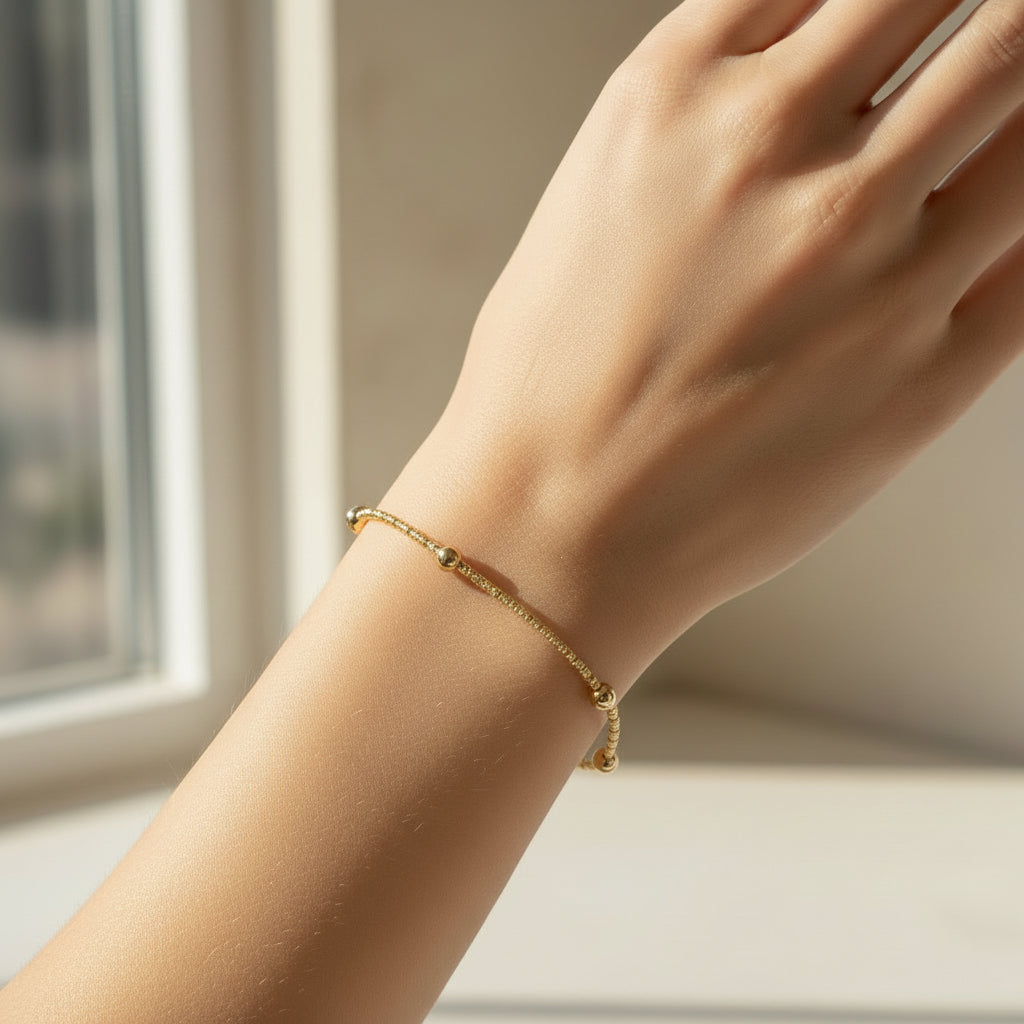 14K BEAD CHAIN BRACELET 3.5N-19CM LCC-42560015