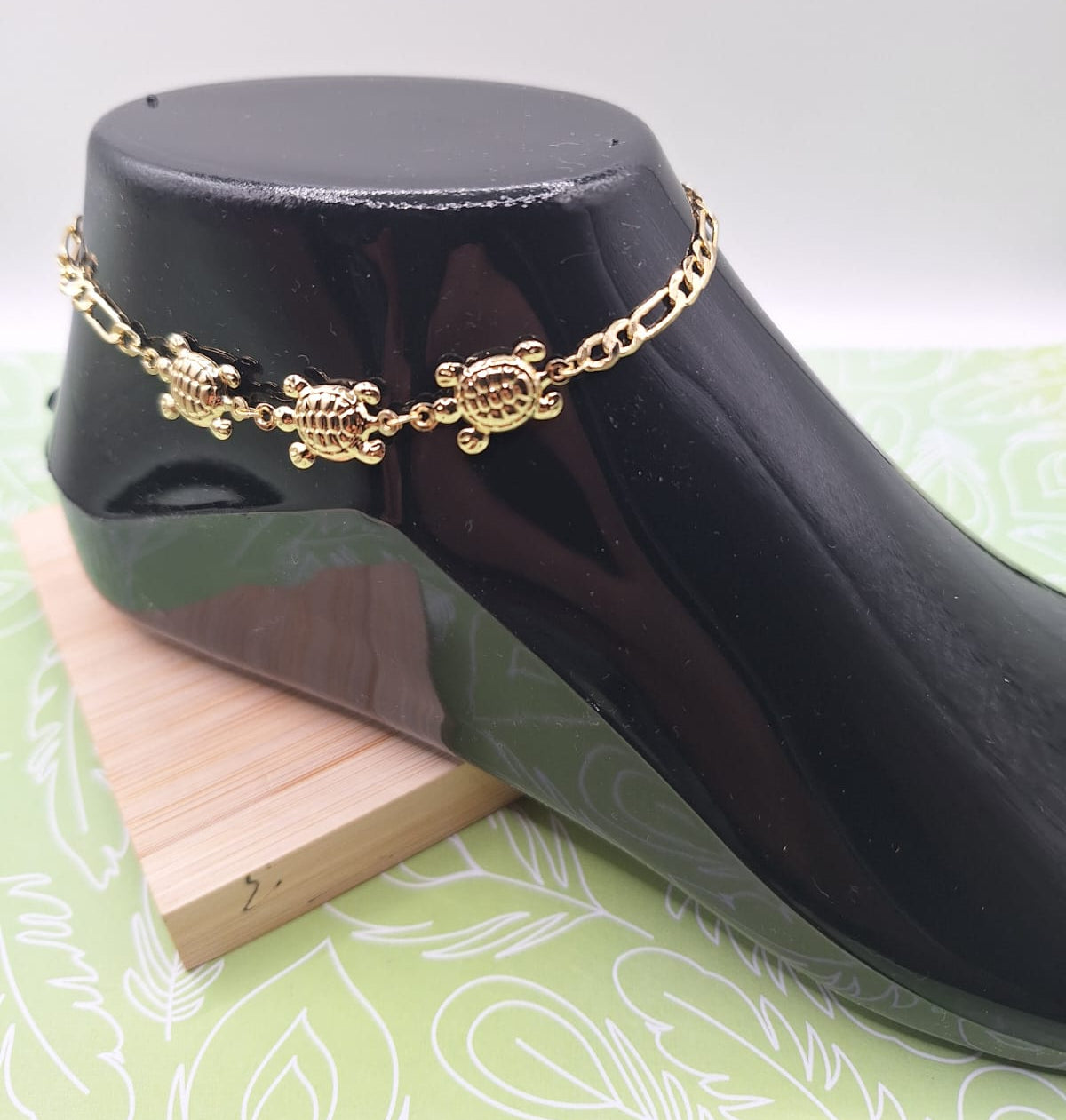 14K TURTLE  FIGARO ANKLET 27CM JD-04500001