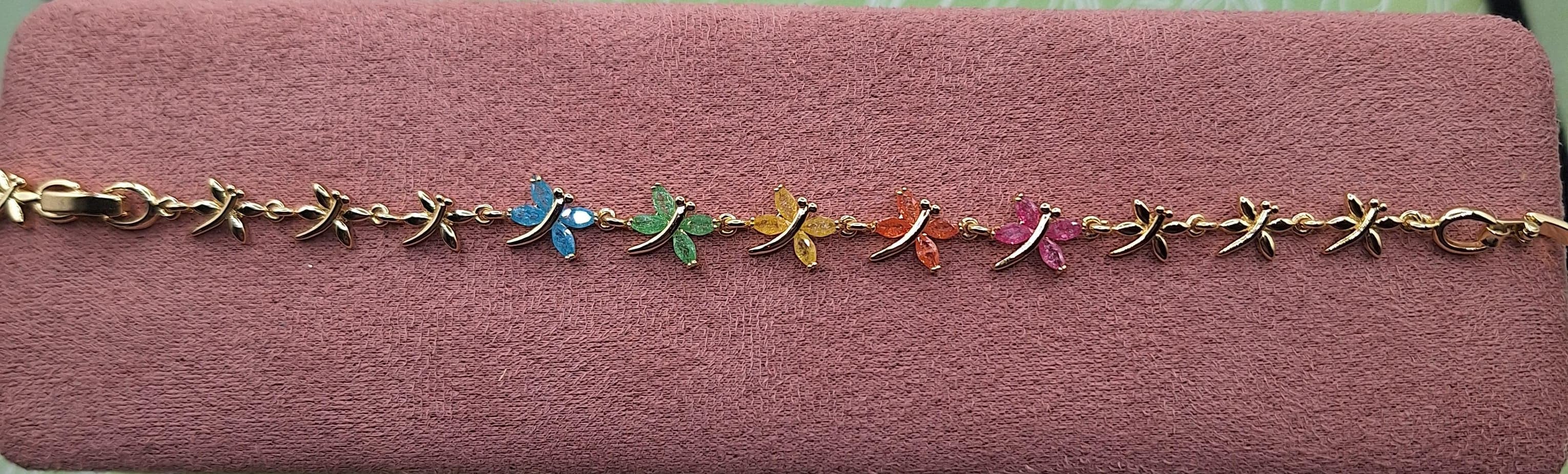 14k MULTICOLOR BUTTERFLY BRACELET MS-15420007
