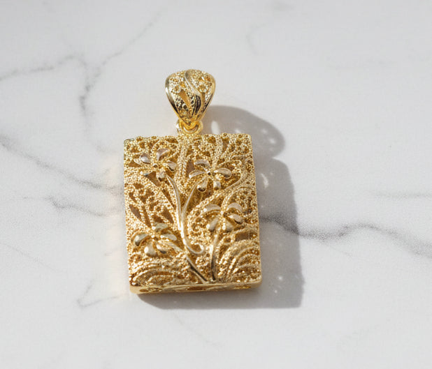 14K FLORAL FELIGREE PENDANT CM
