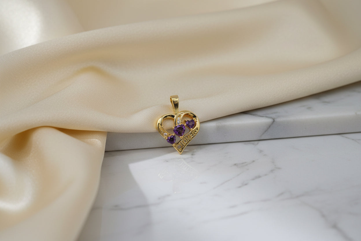 14K PURPLE HEART PENDANT