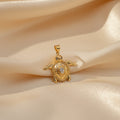 14K SEA TURTLE PENDANT CLEAR STONES CM