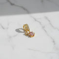 14K RECTANGLE PINK STONE CHARM PENDANT