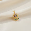 14K MULTICOLORED SUNFLOWER PENDANT