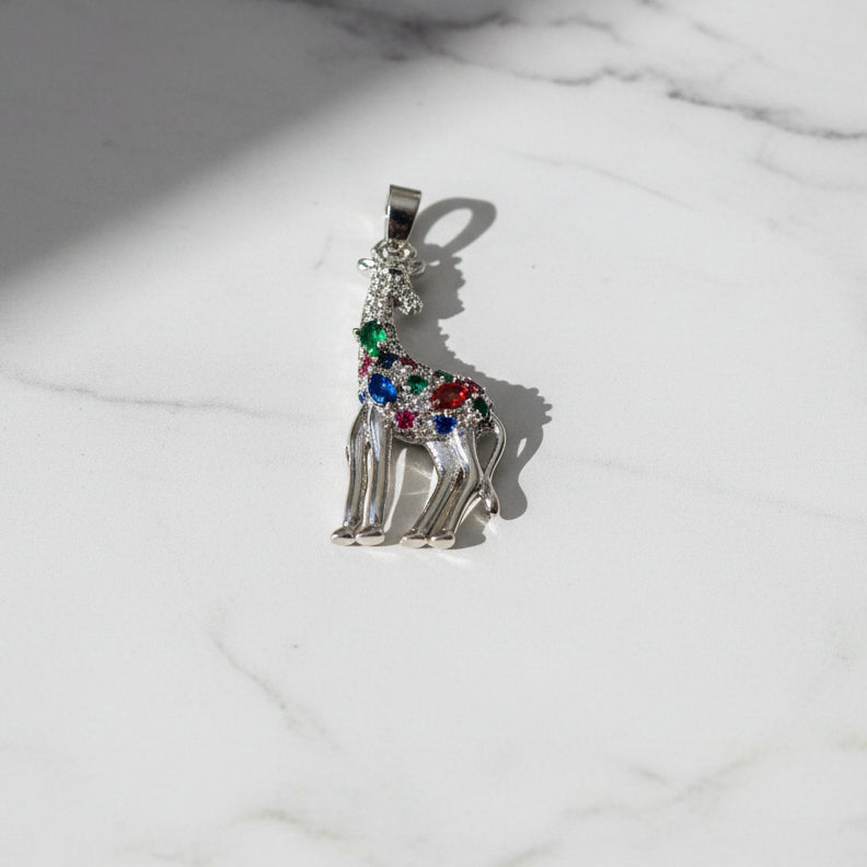 WHG GIRAFFE MULTI COLORED CRYSTALS PENDANT