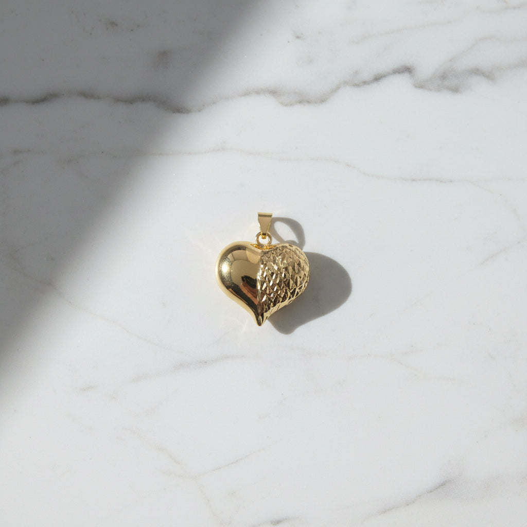 14K PUFFED HEART PENDANT CM