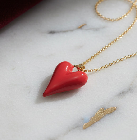 14K RED HEART PENDANT