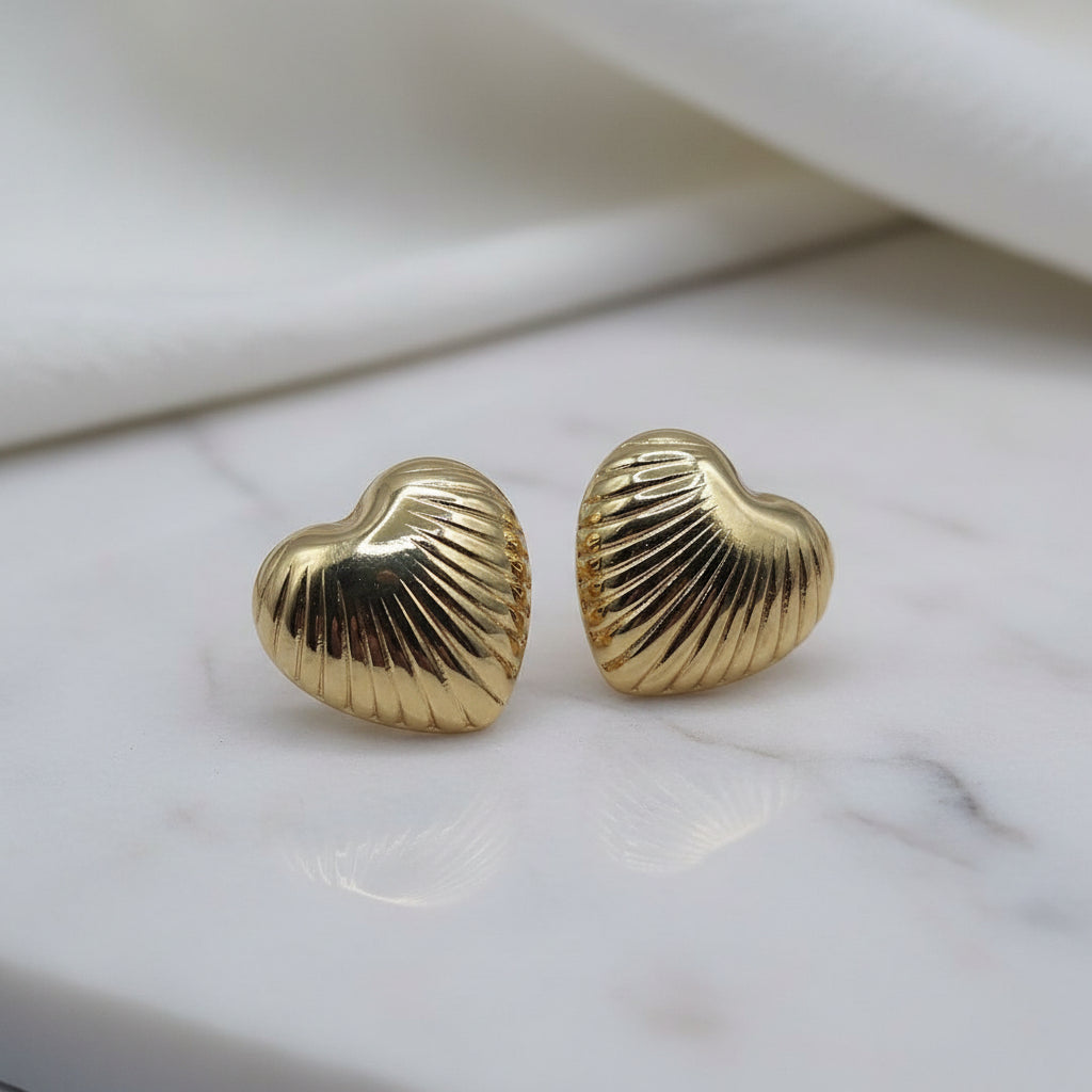 14K PUFF HEART STUD EARRINGS R-18570001