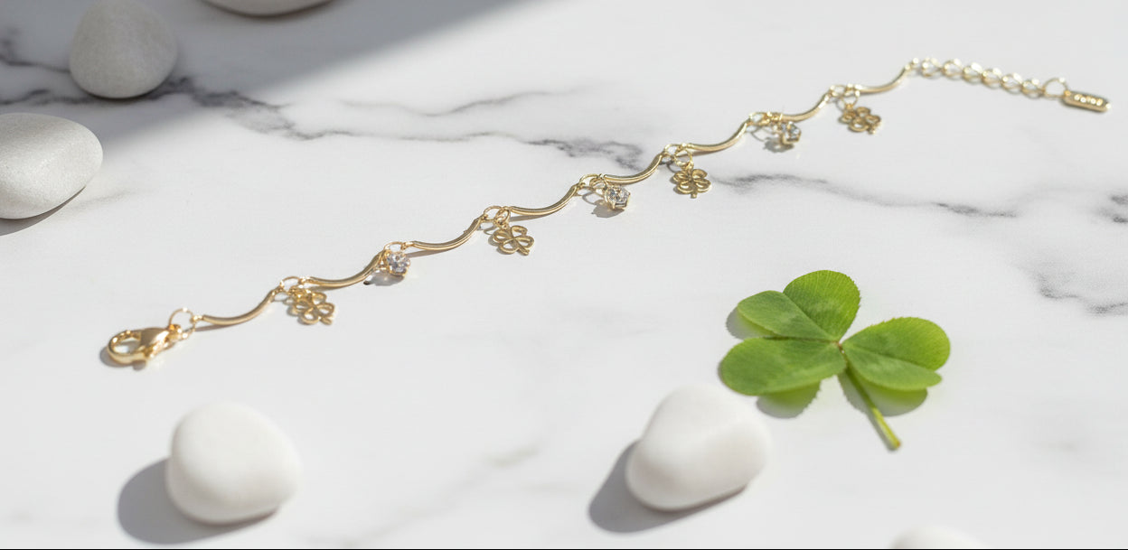 14K FLORAL CHARMS WAVY BRACELET TH-01770002