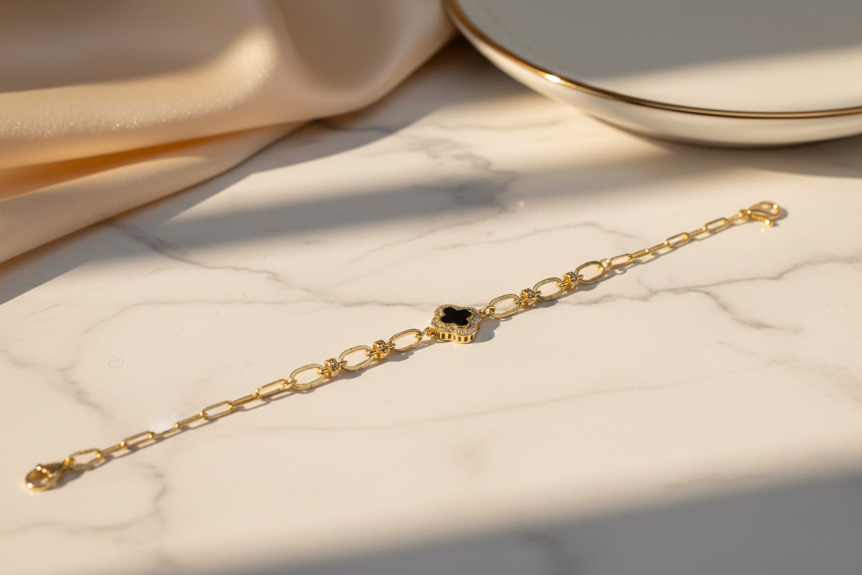 14K FOUR-LEAF CLOVER CHARM BRACELET OS-10470003