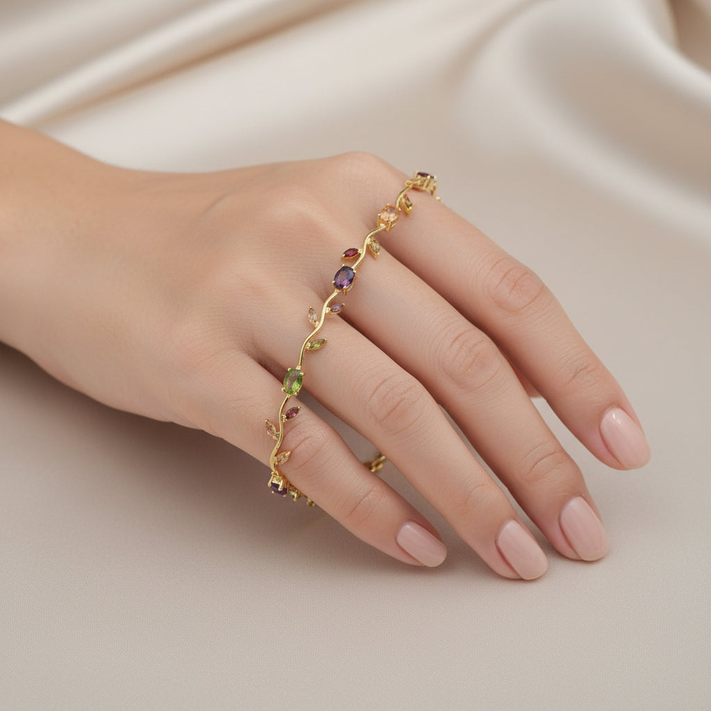 14K MULTICOLOR TULIP BRACELET 7.5 INCH
