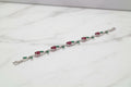WHG RED/GREEN TULIPS BRACELET 7.5 INCH
