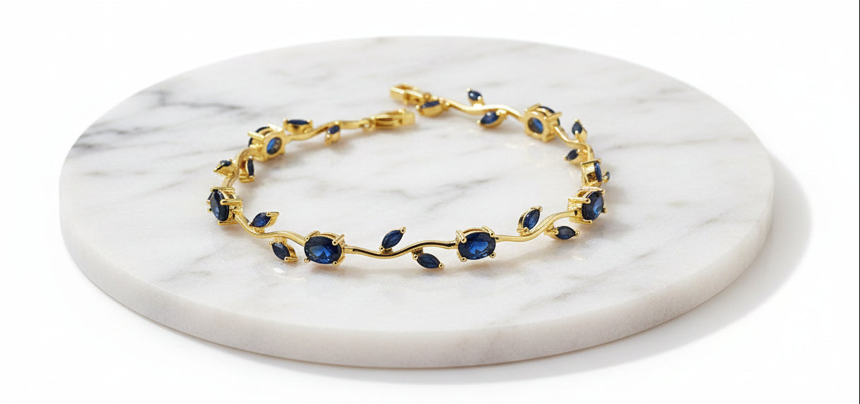 14K BLUE TULIPS  BRACELET 7.5 INCH
