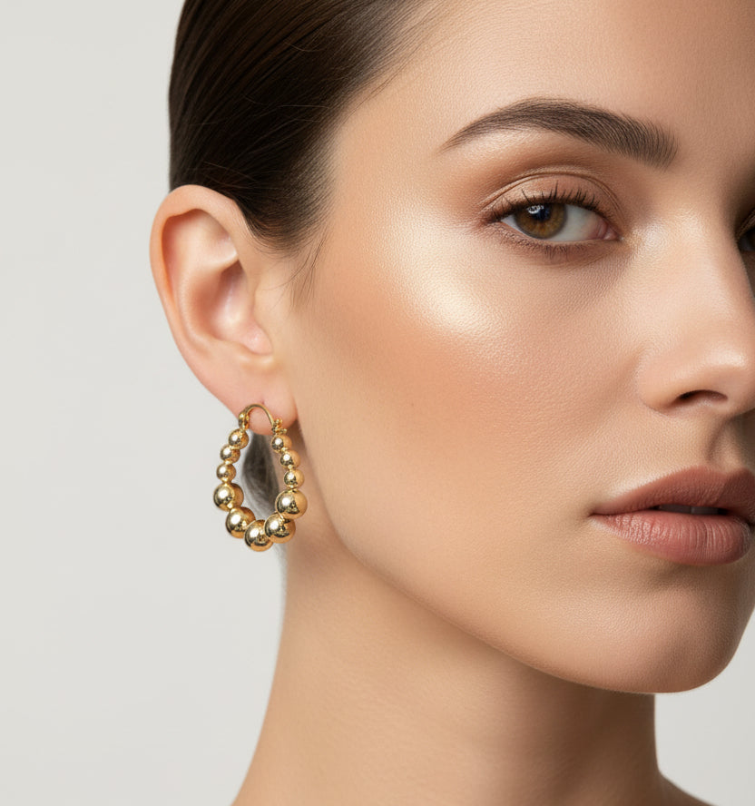 14K BALL HOOPS EARRINGS R-23130003